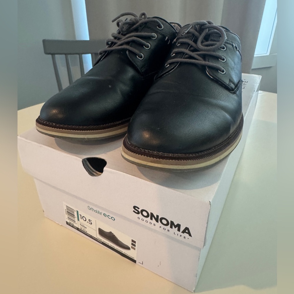 Sonoma Men's Classic Black Laced Derby Shoes 10.5